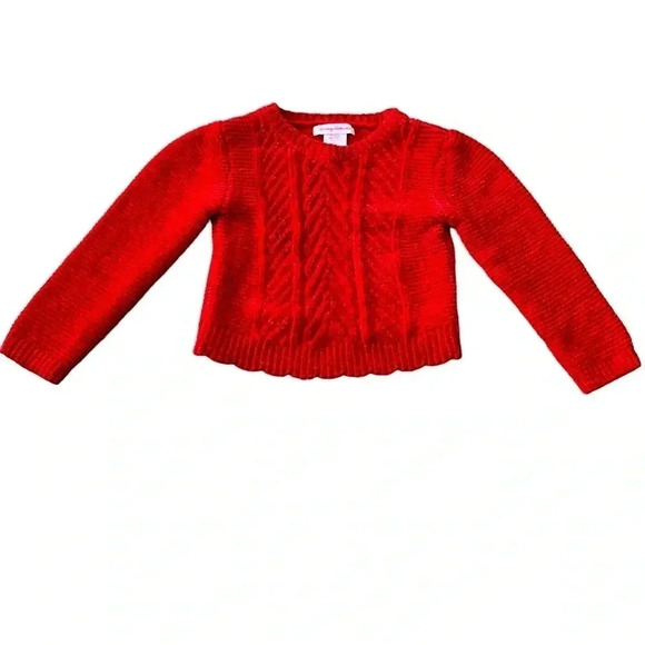 Tommy Bahama Kids Red Knit Scalloped Hem Long Sleeve Sweater Girls’ Small (5/6) - Picture 1 of 9